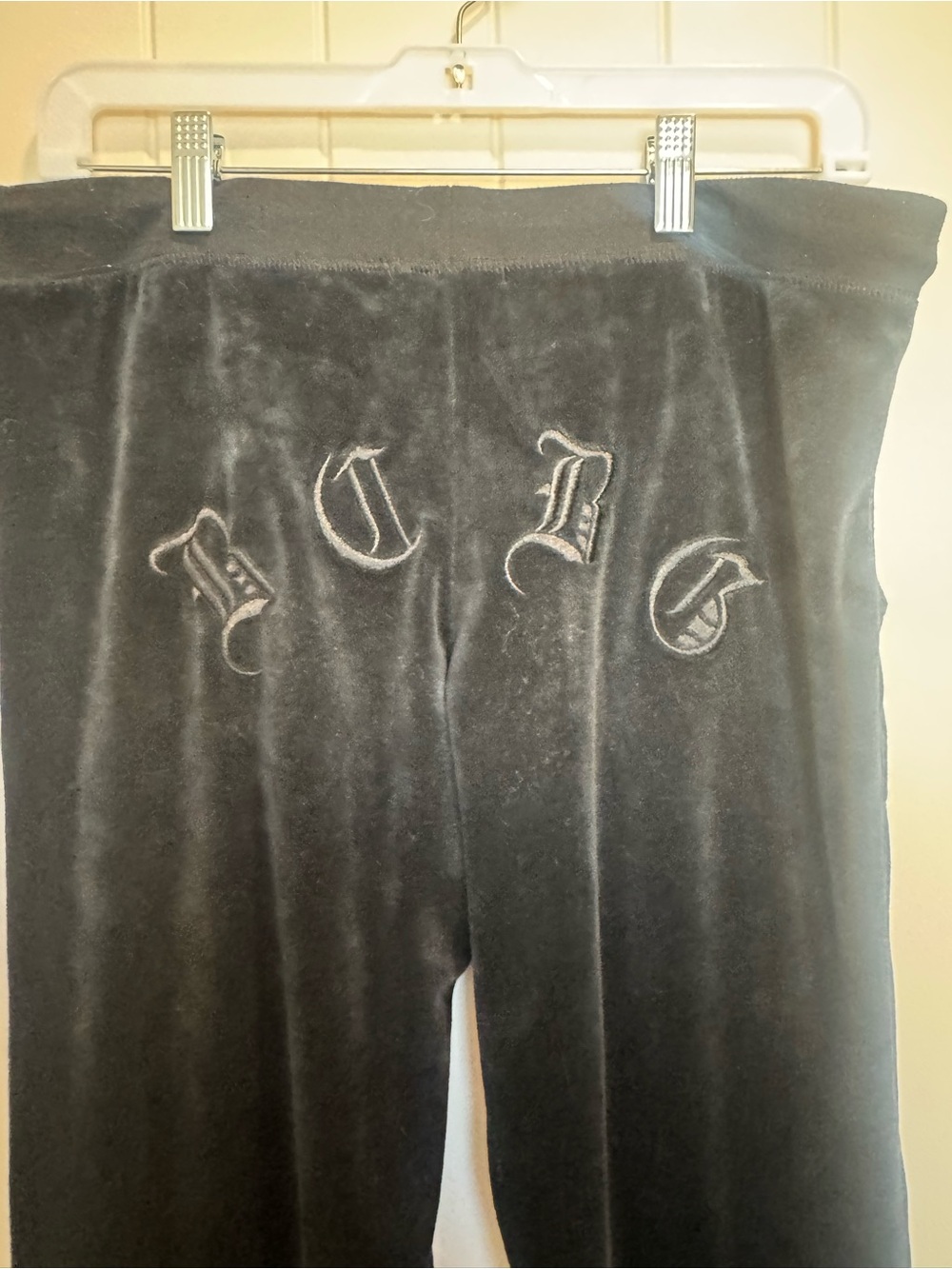 BCBGMaxAzria Black Velour women’s Joggers with Y2K gothic logo